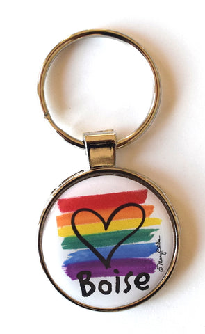 Boise Idaho Keychain Rainbow Pride Heart