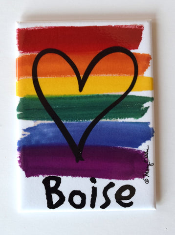 Boise Idaho Magnet Rainbow Pride Flag