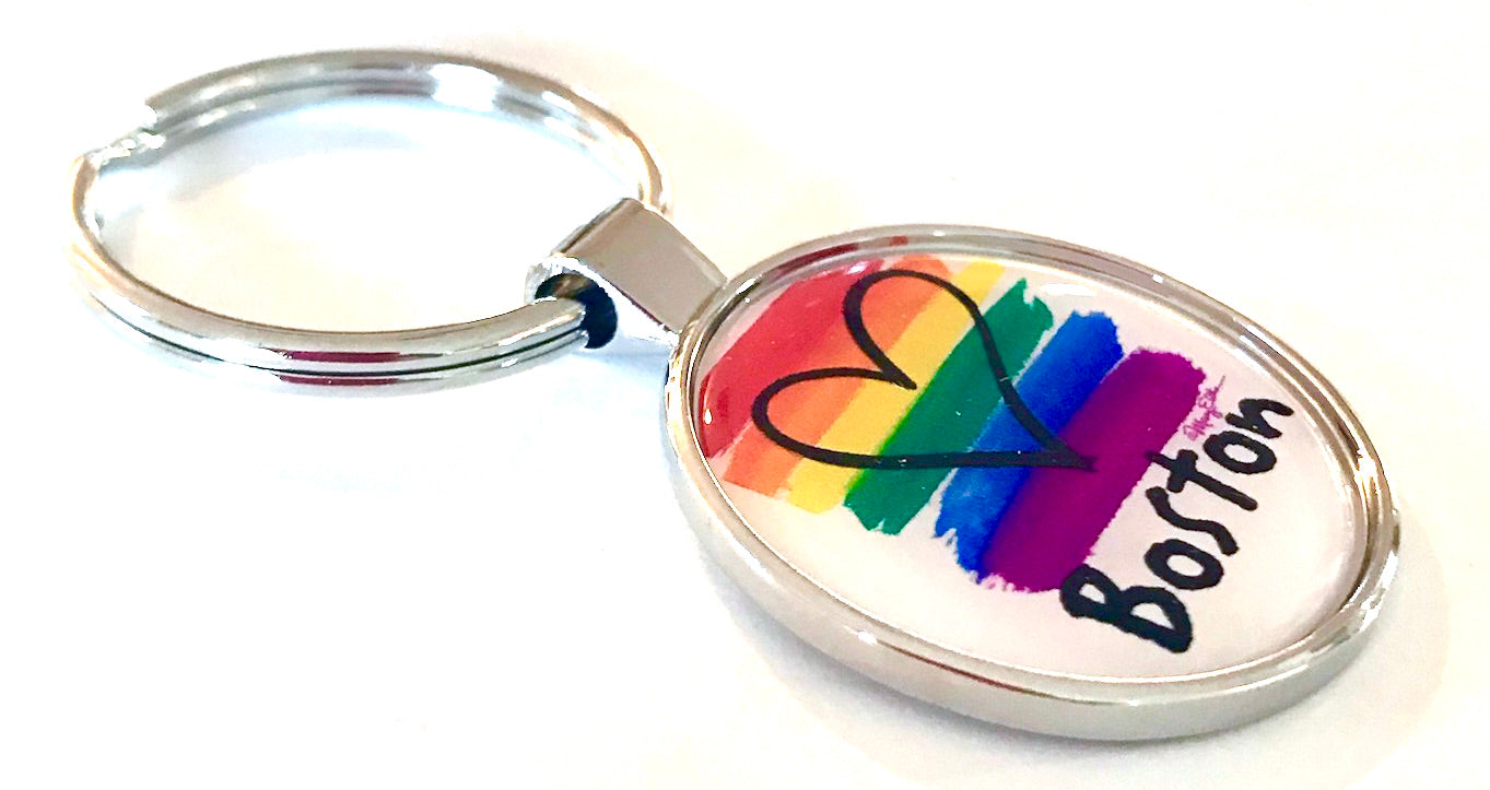Boston Rainbow Pride Flag Keychain - Fifth Avenue Manufacturers