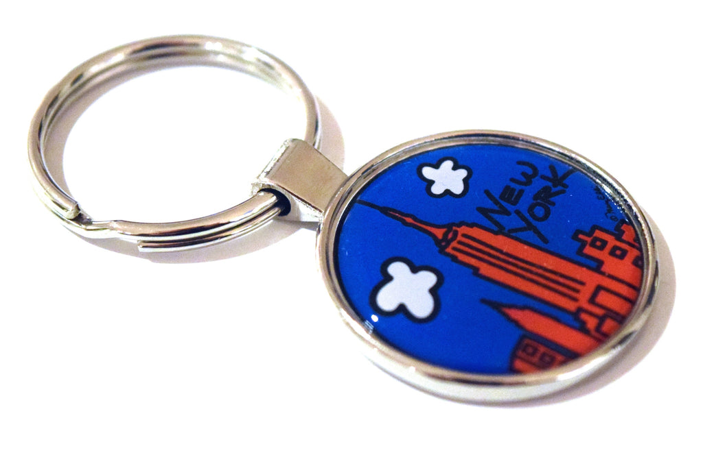 Red Skyline NY Dome Keychain