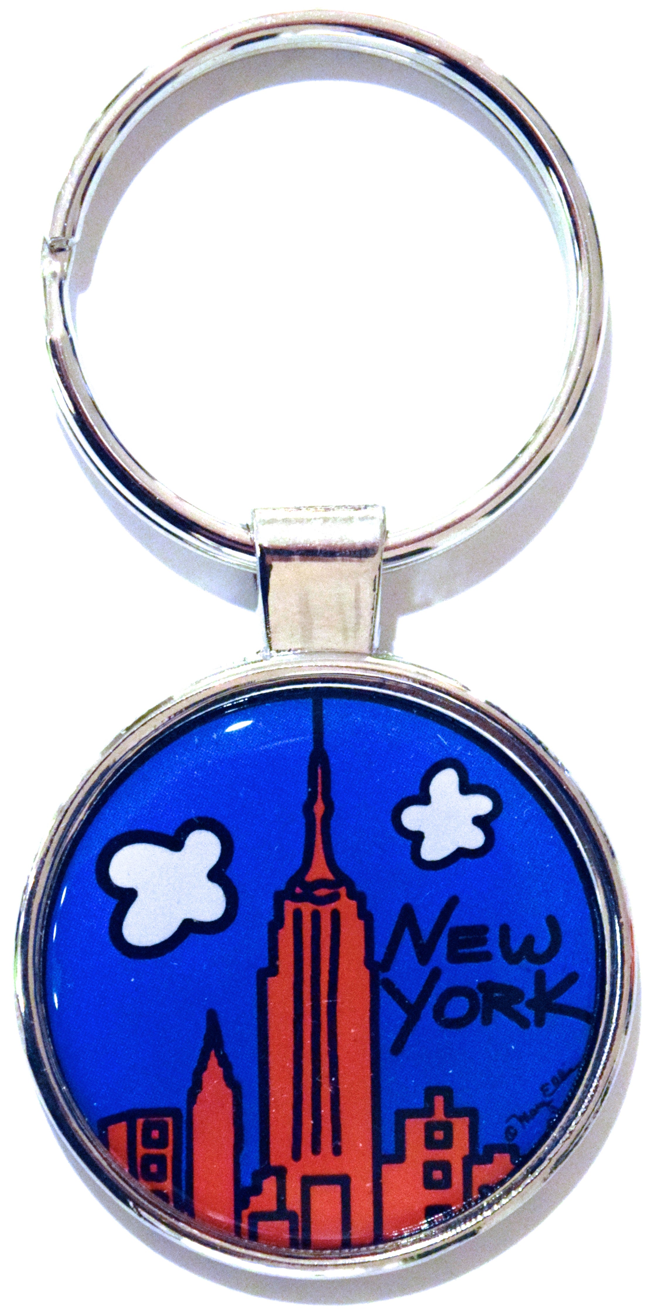 MaryEllisNewYork New York Keychain Metal New York Big Apple Souvenir Gift Key Ring Steel Backing Art by Mary Ellis