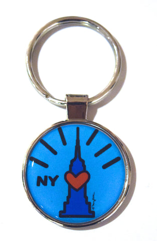 Empire State Building Heart NY Keychain