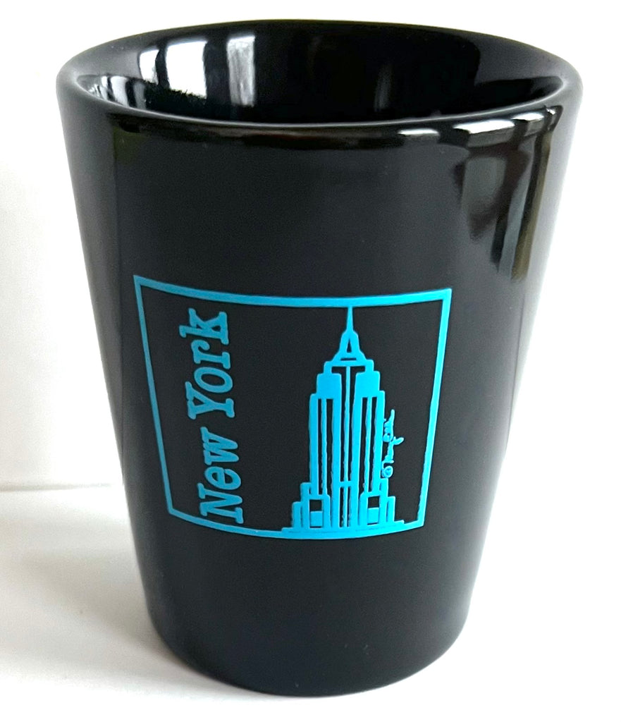 New York Shot Glass Black Ceramic Empire State Building