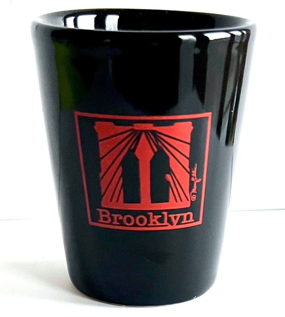 New York Shot Glass Black Ceramic Brooklyn Bridge