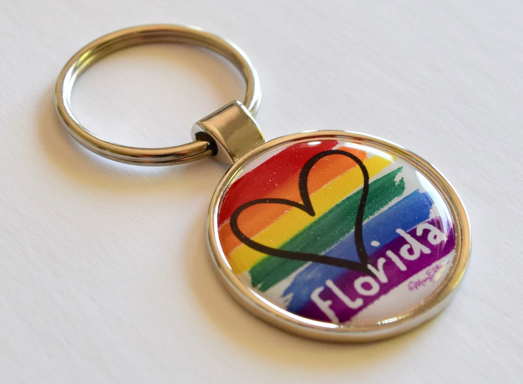 Florida Keychain Rainbow Heart