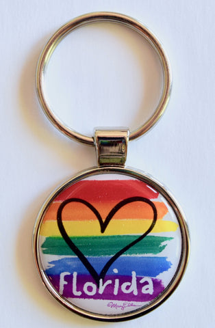 Florida Keychain Rainbow Heart
