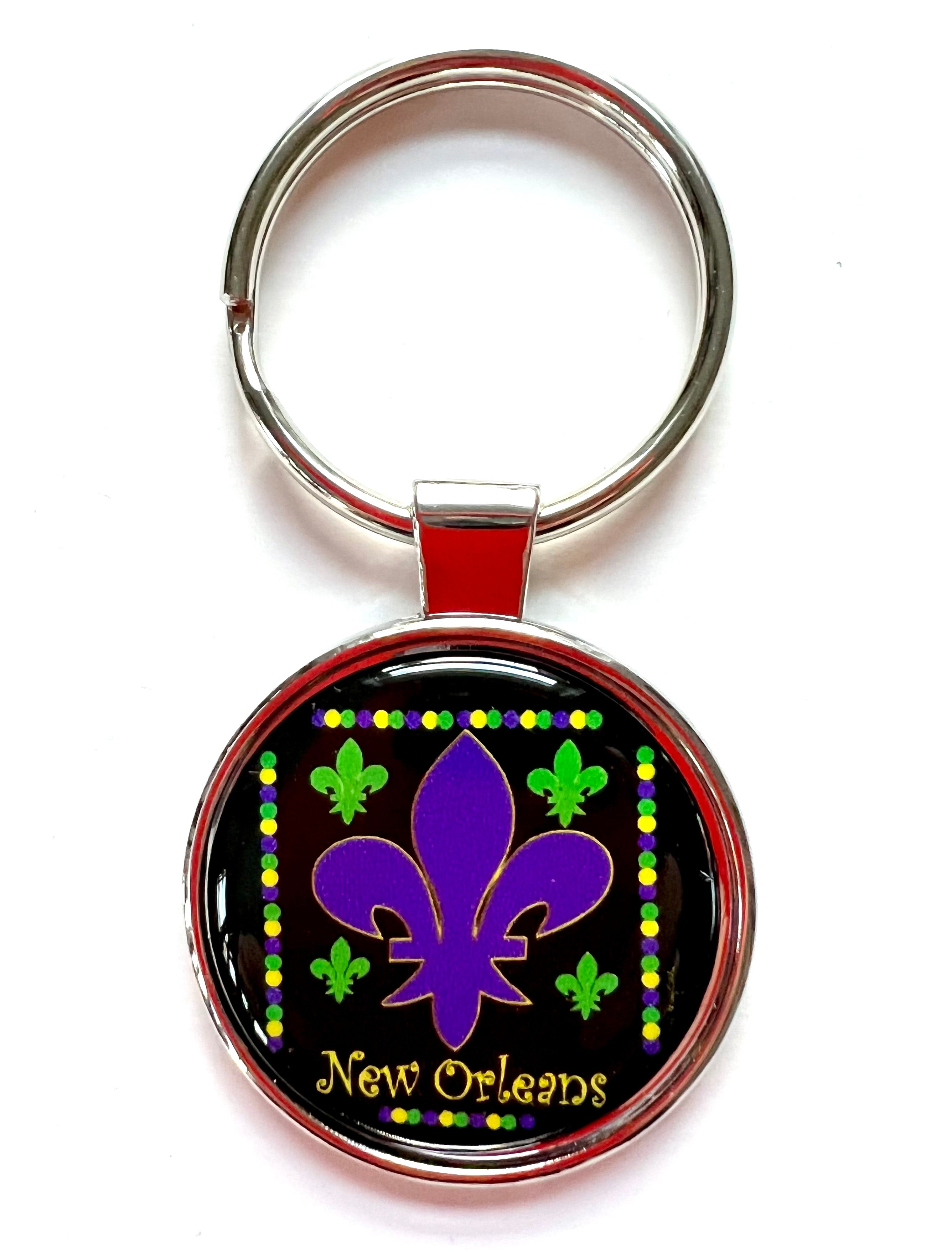 Vintage New Orleans LA Mardi Gras French Market Louisiana Souvenir Keychain