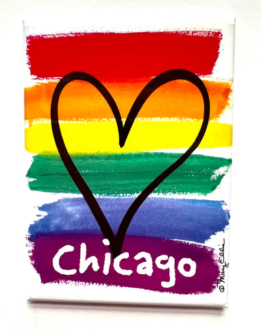 Chicago Magnet Rainbow Pride Heart