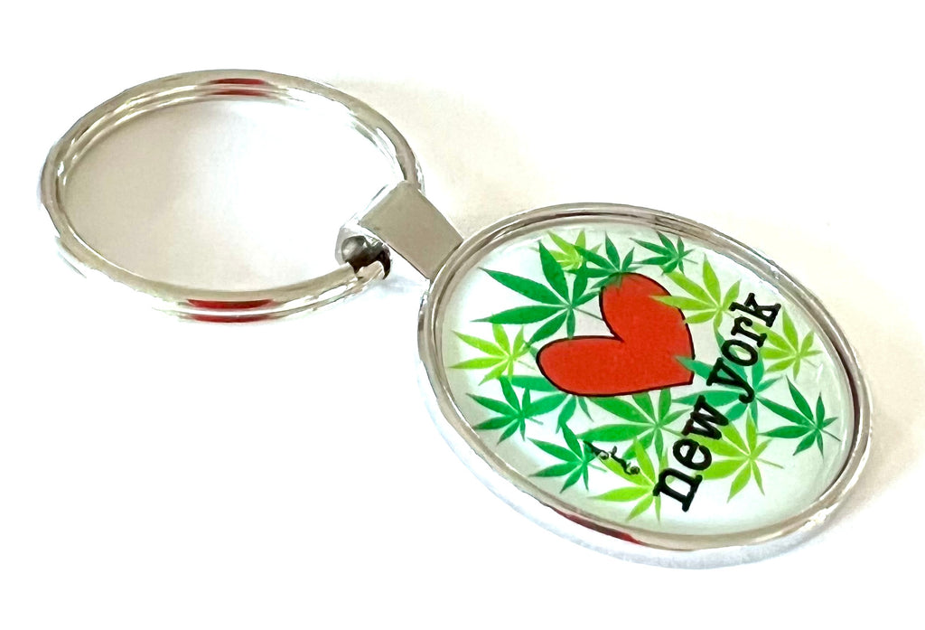 New York Keychain Heart Marijuana Cannabis