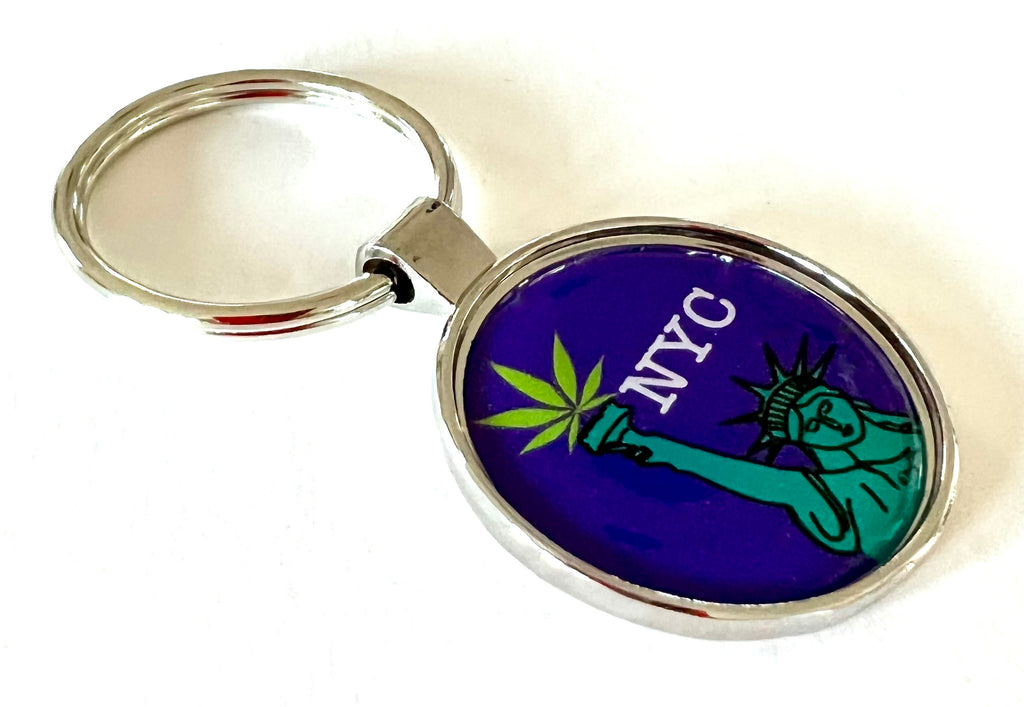 New York Keychain NYC Statue Of LIberty Marijuana Cannabis