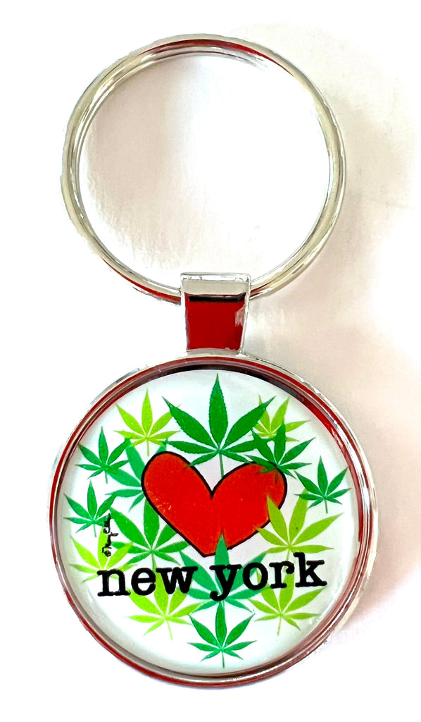 New York Keychain Heart Marijuana Cannabis