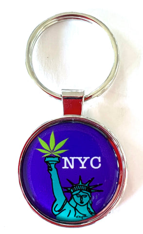 New York Keychain NYC Statue Of LIberty Marijuana Cannabis