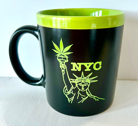 New York Mug 2 Tone NY Statue Of Liberty Cannabis Marijuana