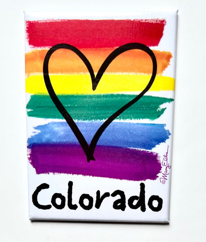 Colorado Magnet Rainbow Heart Pride
