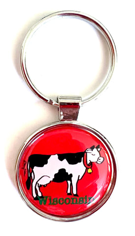 Wisconsin Cow Keychain