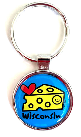 Wisconsin Keychain Love Cheese
