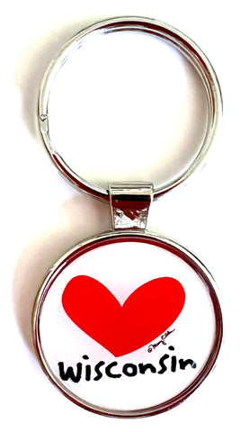 Wisconsin Keychain Heart