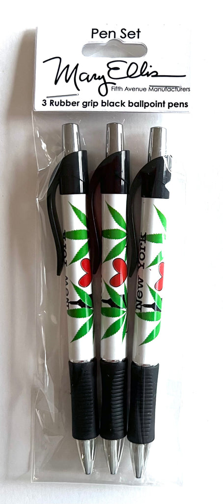 New York Pen Set of 3 NY Grip Pens Cannabis Skyline