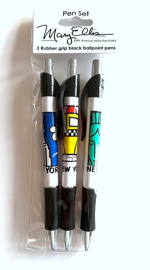 New York Pen Set of 3 NY Grip Pens Assortment 1