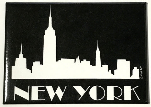 New York Skyline Black Magnet