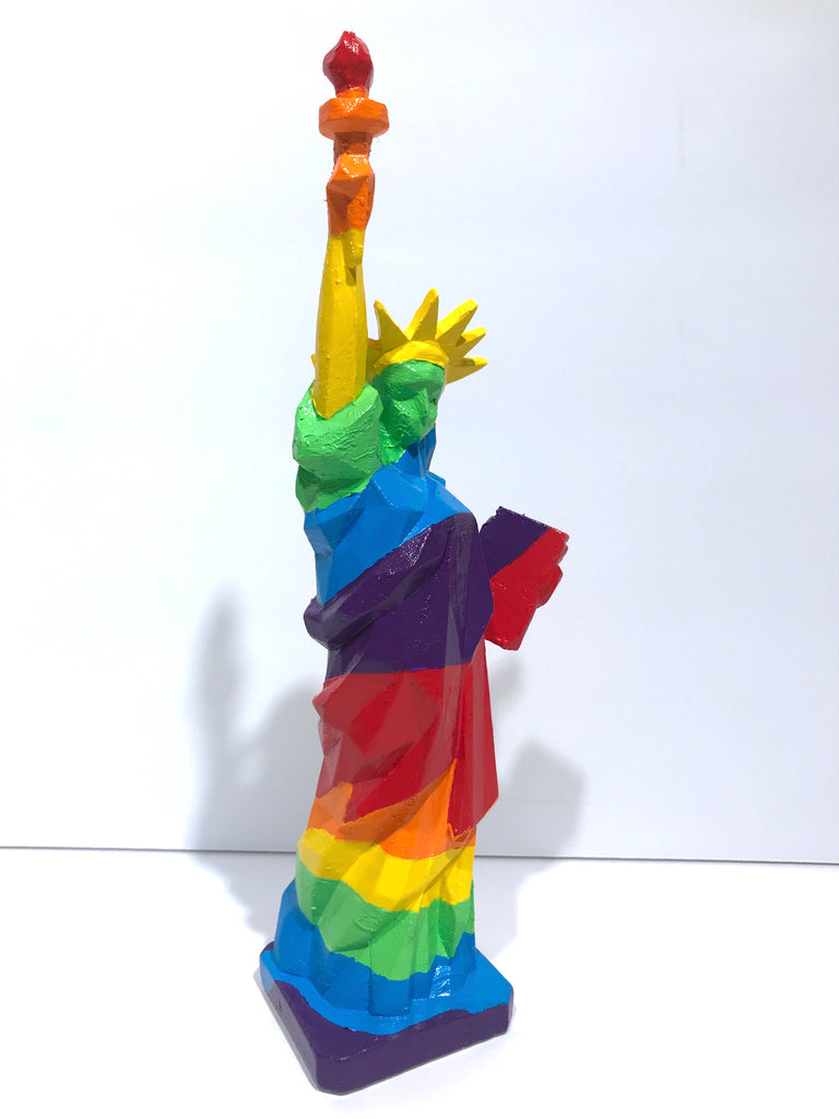 Hand Painted 10" Statue Of Liberty Sculpture Rainbow Liberty