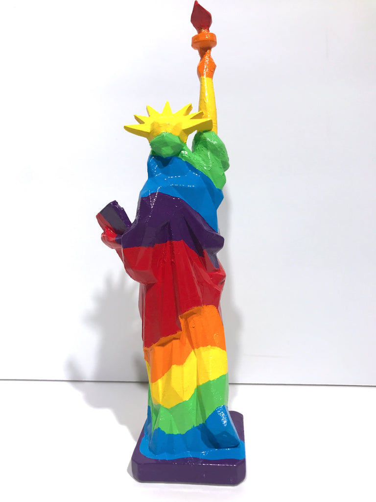 Hand Painted 10" Statue Of Liberty Sculpture Rainbow Liberty