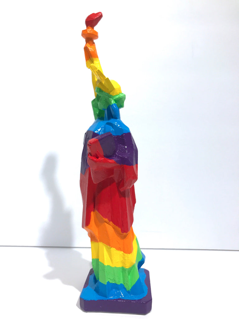 Hand Painted 10" Statue Of Liberty Sculpture Rainbow Liberty