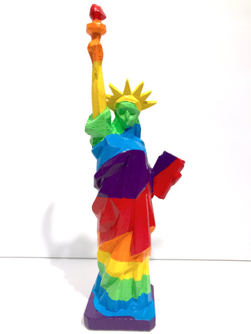 Hand Painted 10" Statue Of Liberty Sculpture Rainbow Liberty