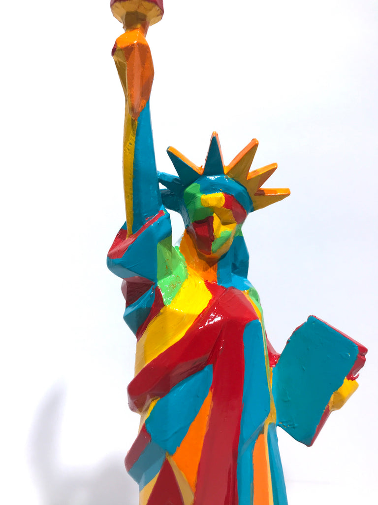 Hand Painted 10" Statue Of Liberty Sculpture Abstract Liberty