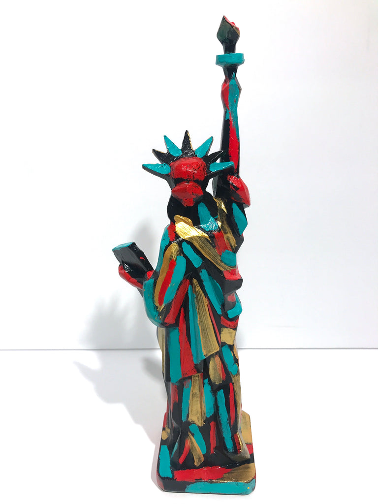 Hand Painted 10" Statue Of Liberty Sculpture Abstract Gold Liberty