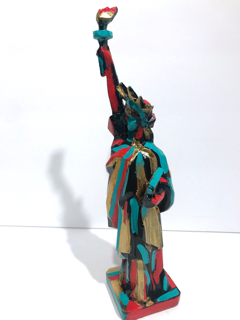 Hand Painted 10" Statue Of Liberty Sculpture Abstract Gold Liberty