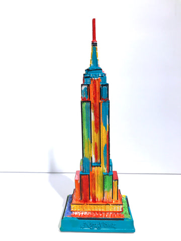 Hand Painted 8" Empire State Building Sculpture Abstract Painting