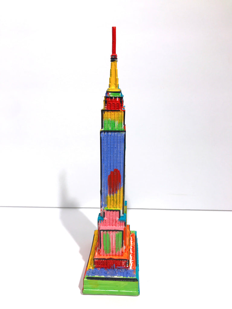 Hand Painted 8" Empire State Building Sculpture Abstract Painting