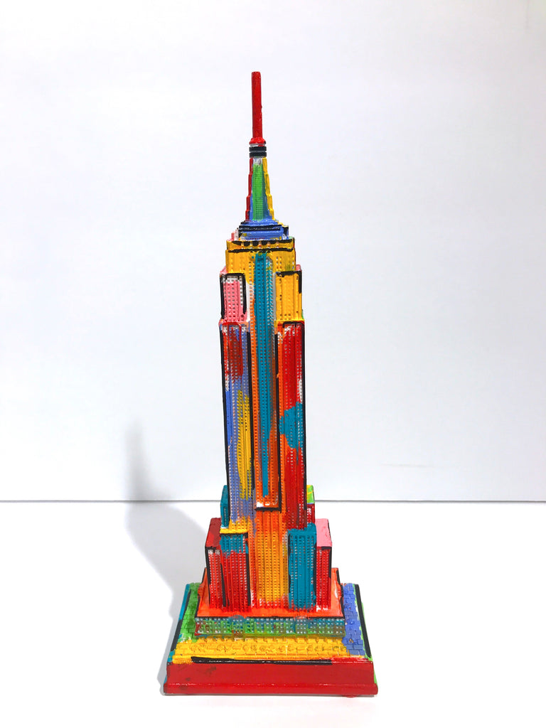 Hand Painted 8" Empire State Building Sculpture Abstract Painting