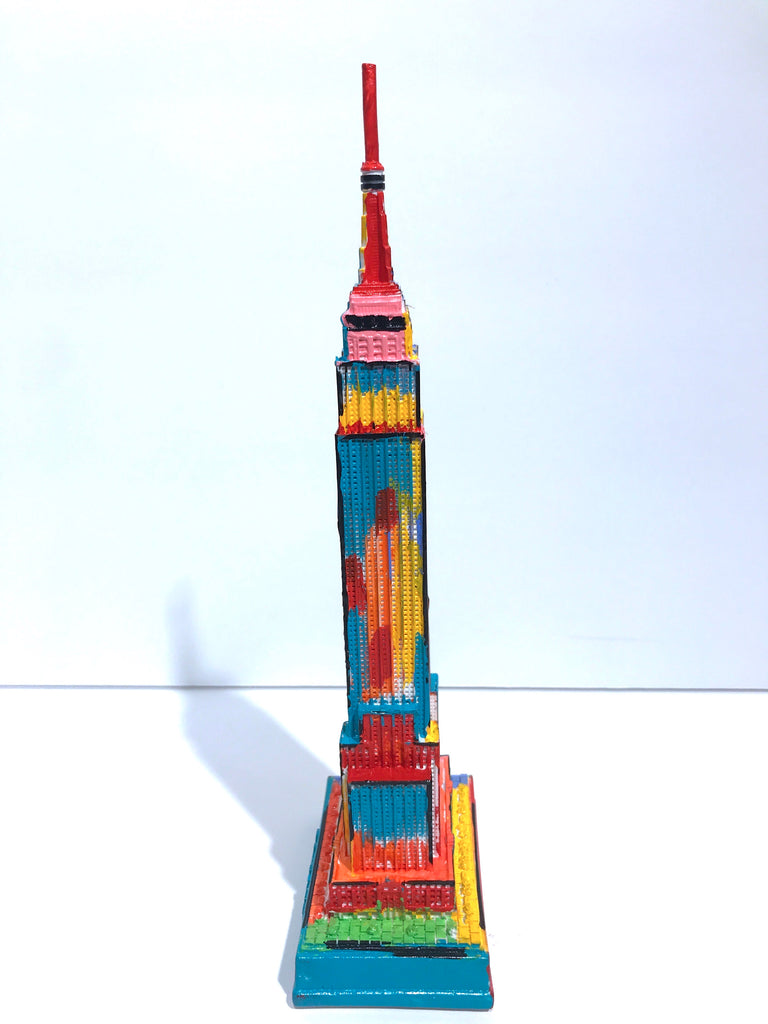 Hand Painted 8" Empire State Building Sculpture Abstract Painting