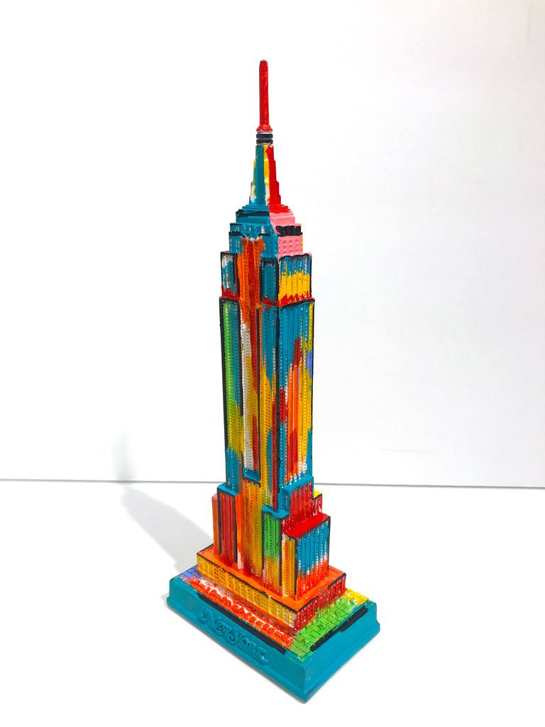 Hand Painted 8" Empire State Building Sculpture Abstract Painting