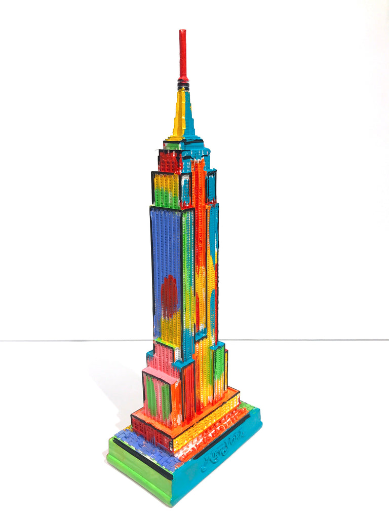 Hand Painted 8" Empire State Building Sculpture Abstract Painting
