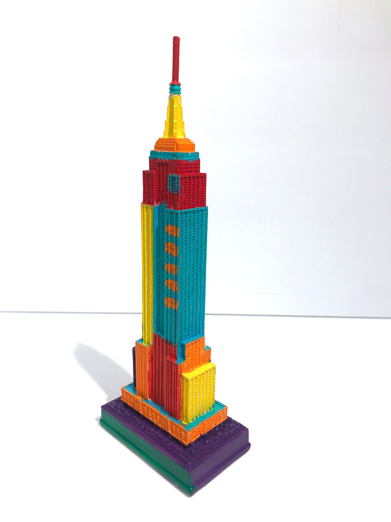 Hand Painted 8" Empire State Building Sculpture Abstract