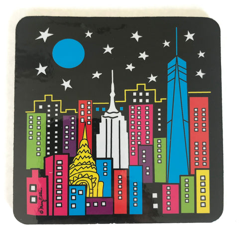 New York Drink Coaster NY Night Skyline