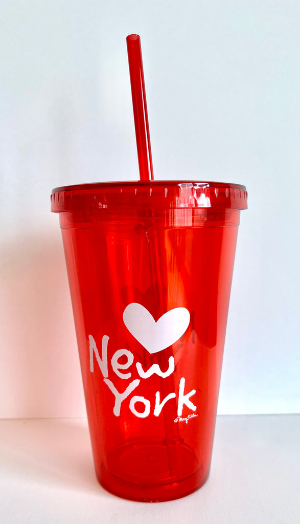 New York Acrylic Tumbler Red 16 Oz Heart