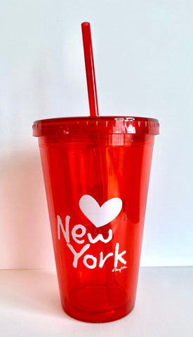 New York Acrylic Tumbler Red 16 Oz Heart