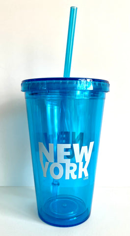New York Acrylic Tumbler Blue 16 Oz NY Graphic