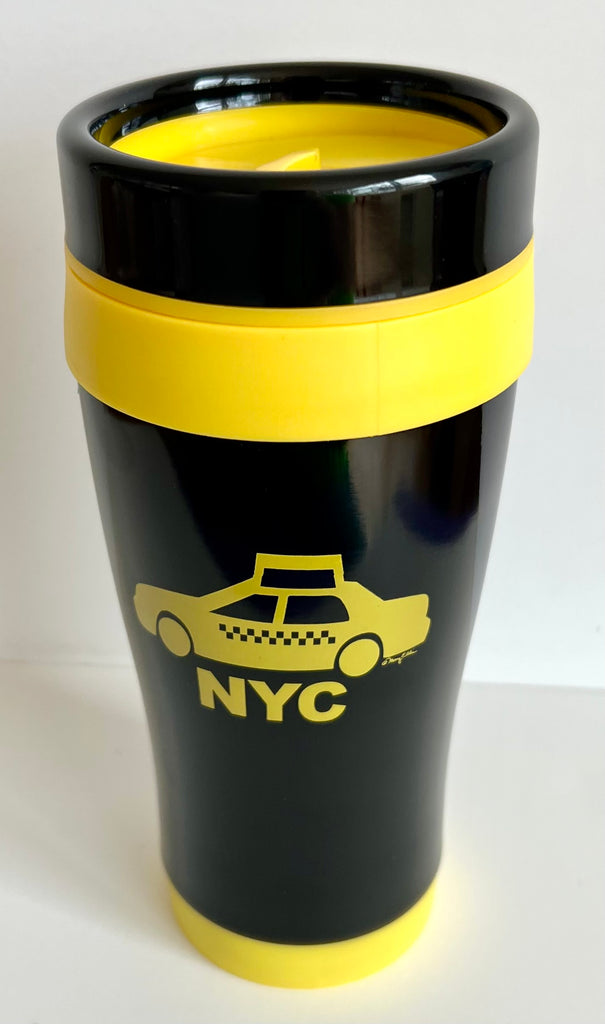 New York Travel Mug 16 Oz Black Yellow Stainless Steel NY Taxi Cab