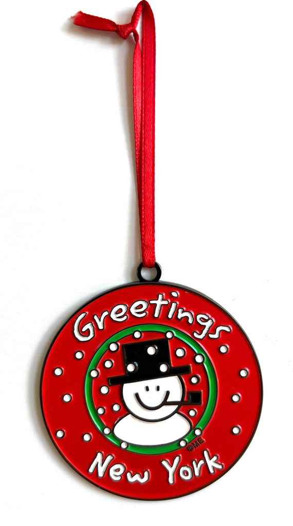 New York Christmas Holiday Ornament Greetings Frosty Snowman