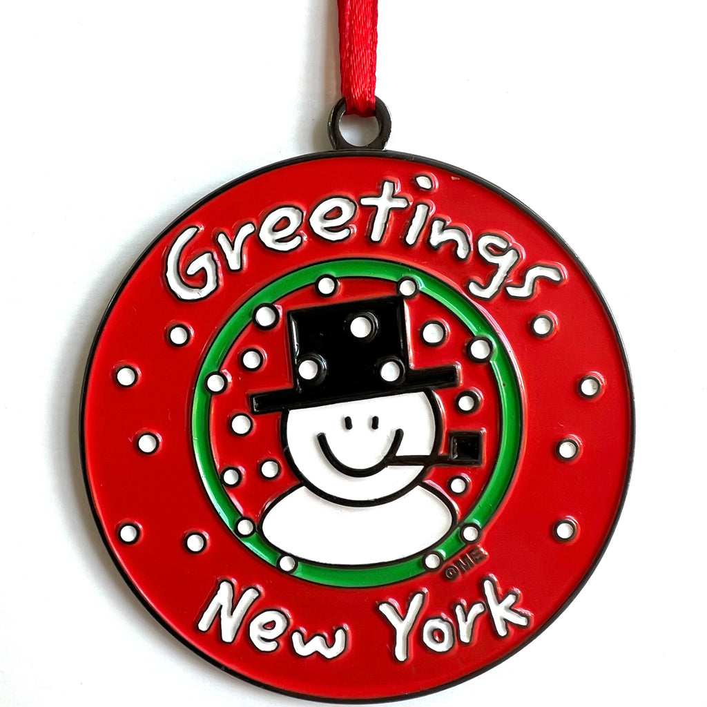 New York Christmas Holiday Ornament Greetings Frosty Snowman