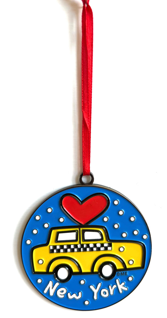 New York Christmas Ornament Holiday Taxi Cab Heart