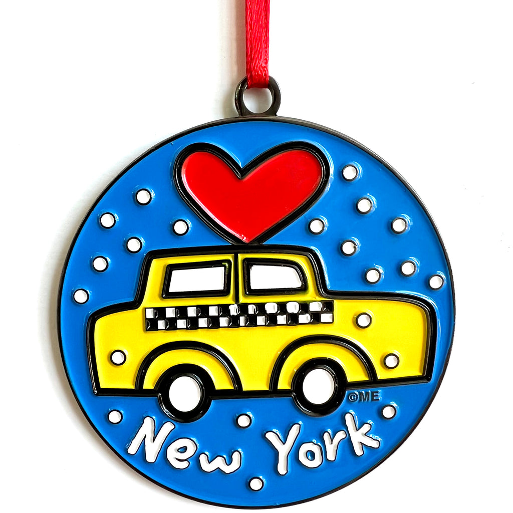 New York Christmas Ornament Holiday Taxi Cab Heart
