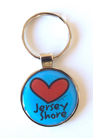 Jersey Shore Keychain Heart Blue