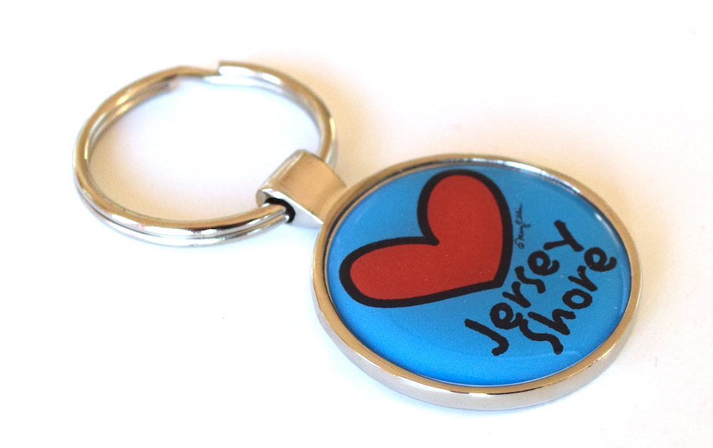 Jersey Shore Keychain Heart Blue