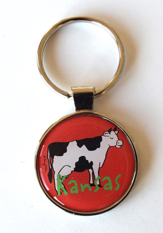 Kansas Keychain Cow